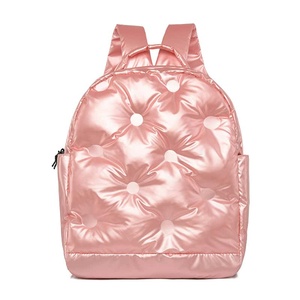 Metallic Quilted Lightweight Nylon <b>Backpack</b> Zipper Closure Water Resistant Fashion Daily Use All Seasons Women's - Product Image 3