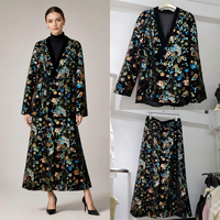 Ensemble Hanfu pour femmes, style chinois, inspiré de la dynastie Tang, veste brodée de sequins, manteau ceinturé à fleurs avec jupe longue évasée, printemps automne