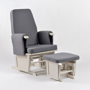 Premium Modern <b>Wooden</b> Nursing Glider <b>Chair</b> with Ottoman Smooth Rocking Motion Storage Pockets for Home Office or Living Room - Product Image 1