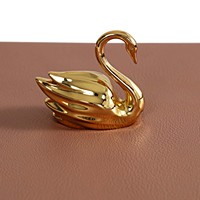 Boîte de rangement à bijoux rectangulaire moderne Mantolin, rouge bordeaux, avec ornement en cristal cygne, miroir rabattable et porte-boucles d'oreilles