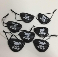 Penutup Mata Bajak Laut Plastik Hitam yang Dapat Disesuaikan untuk Dewasa, Pesta Halloween, Cosplay, Perlengkapan Kapten