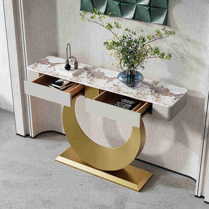 Luxury Modern Stone Slab Console Table – High-End Entryway Table for Living Room, Hallway, Foyer & Contemporary Home Décor - View 2