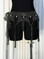 Chaîne de taille papillon en strass colorés brillants avec pompons pour femme, idéale pour la danse orientale - Grande Vente
