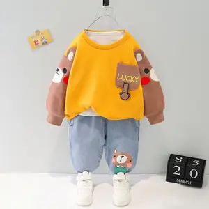 2PCS子供男の子パーカーパンツ衣装セット2017新しいデザインシャツカジュアル