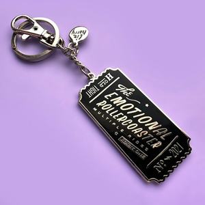 Porte-clés en gel dur personnalisé, motif motel, billet de montagnes russes émotionnel – Offre Spéciale - Product Image 1