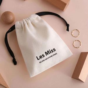 High Quality Cotton <b>Canvas</b> Gift Packaging Dust <b>Bag</b> Custom Natural Cotton <b>Drawstring</b> Jewelry Cosmetic Pouch - Product Image 1
