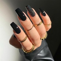 Cercueil noir français mat Extra long ongles des doigts ongles artificiels Senboma cosmétique presse sur les ongles