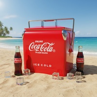 Glacière vintage en fer Coca, refroidisseur de boissons, ouvre-bouteille, 14QT, glacière portable avec poignée pour le camping, la plage, le camping-car, le barbecue, la pêche