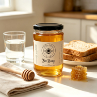Pot en vinyle de 500g, miel d'abeille naturel, autocollant adhésif imperméable, étiquette personnalisée imprimée, miel brut pur, logo privé acceptable