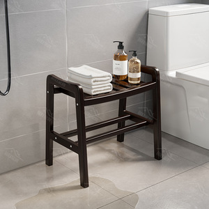 Tabouret de salle de bain Four Dragons 23x15x4cm, siège de douche antidérapant en bois massif pour personnes âgées et femmes enceintes - Product Image 1