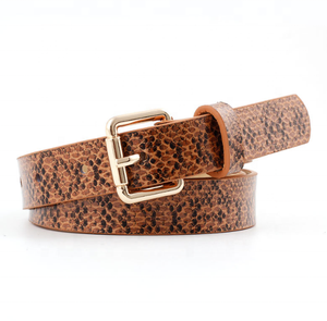 Ceinture décontractée pour filles, style western, en toile et PU, avec boucle fine rétro à ardillon, motif serpent, boucle en alliage, production personnalisée - Product Image 3
