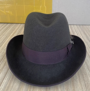 A111802 Chapeau Homburg Jazz en feutre 100% laine avec ruban et plume, unisexe, décontracté, toutes saisons - Product Image 5
