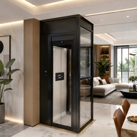 Ascensore Domestico in Vetro a 4 Fermate, Elevatore Idraulico per Passeggeri, per Casa/Residenziale, Esterno/Interno, Capacità 6 Persone