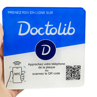 Autocollants de table en acrylique RFID NFC 13,56 MHz Ntag213, carte NFC pour avis Google, support tactile mobile pour réseaux sociaux avec code QR