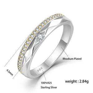 High Quality Korea Style Romantic Wedding Rings Cute 925 Sterling Silver Double Layer Zircon Stones Couple Rings