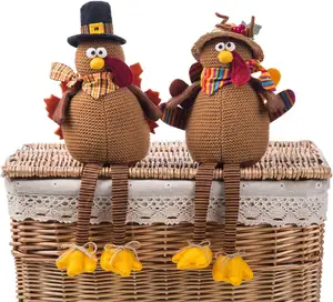 Pafu 2 Pack Gevulde Kalkoen Paar Pop Thanksgiving Tafelblad Decoratie Kalkoen Pop Kit Thanksgiving Decor