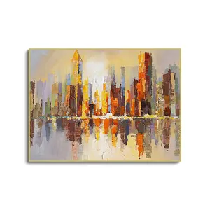 Abstract Morden City Painting Wall Hotel Hall Decor Oil Painting On Canvas Printing Painting Landscape Seascape