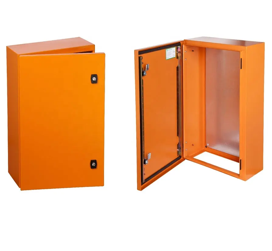 Carcasa de montaje en pared de una sola Puerta, 600w x 800h x 200d, color naranja, medidor de hierro de aluminio para exteriores, caja eléctrica