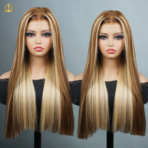 Parrucca frontale in pizzo trasparente Pre-strappata 13x4 evidenzia parrucche lacci bionde con ioni di pizzo senza colla - Product Image 1