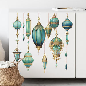 Adesivi Decorativi da <span class=keywords><strong>Parete</strong></span> con Stelle e Luna per il Ramadan Mediorientale, Stile Vintage, Rimovibili, Autoadesivi in PVC - Product Image 2