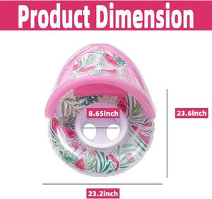 Bouée de bain pour bébé en forme de flamant rose avec auvent solaire pour les tout-petits, pour la piscine et la plage - Product Image 6