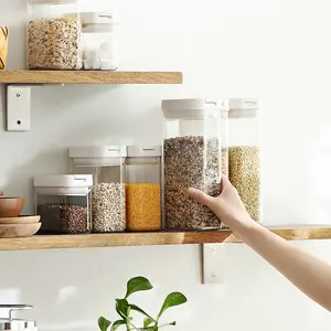 Kotak wadah penyimpanan nasi biji sereal makanan kering, kotak segel plastik PET bebas BPA kualitas makanan dengan tutup kunci