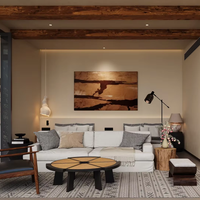 Furnitur Kombinasi Ruang Tamu, Kamar Tidur, Ruang Makan, Apartemen, dan Homestay Gaya Wabi Sabi dari Kayu Oak Modern yang Dapat Disesuaikan, 57
