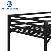 Cama Alta Moderna y Estable con Estructura de Acero y Almacenamiento para Dormitorio y Residencia