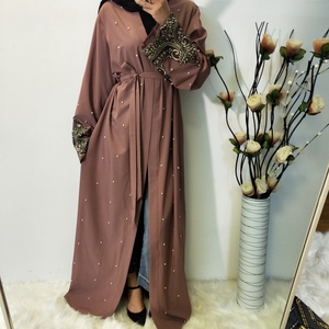 1684# Open Abaya Pearls Full Abayas for Dubai Islamic Women Clothing <b>Kaftan</b> Turkey Dress Abaya Muslim Eid Mubarak - Product Image 6