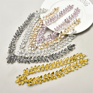 Nouveau coloré strass mariée argent cristal Applique verre diamant fleur garniture pour robe cheveux accessoire bricolage - Product Image 4