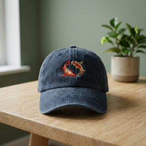 Gorra de Béisbol Unisex de Mezclilla con Diseño de Pez Koi Bordado, Ajustable, de 6 Paneles, Estilo Casual para Adultos, Gorra Tipo Dad Hat - Product Image 1