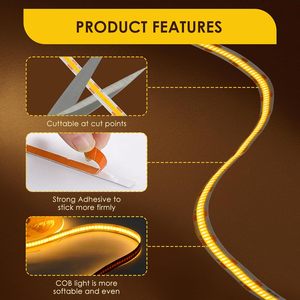 Bande lumineuse LED 13,12 pieds, blanc chaud 3000K, alimentation USB, commande tactile, éclairage de surface pour armoires - Product Image 6