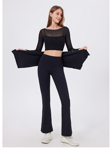 <b>Women</b> Skirt 2-in-1 Flared Yoga Pants High Elastic Butt Lifting Athletic <b>Trousers</b> for Fitness Daily Pilates Running Wholesale - Product Image 4