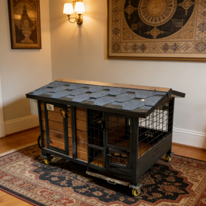 Villa de Lujo para Mascotas con Calefacción, Jaula para Exteriores con Doble Termostato Integrado en la Puerta, Construcción de Madera y Acero Inoxidable, Fácil de Limpiar, Diseño Moderno - Product Image 6