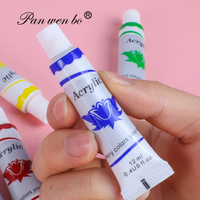 Ensemble de peinture acrylique professionnelle Panwenbo, 12 couleurs, tubes de 12 ml, pigments riches non toxiques, excellente qualité, avec pinceau et palette.