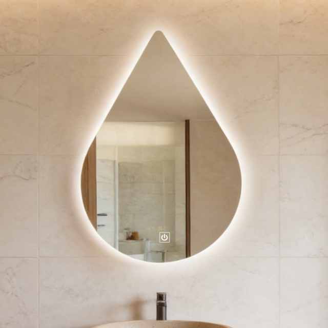 Commercial Dimmable LED Smart Round Mirror Wall Anti-Fog Framed Glass Touch Switch Modern Customizable Illuminated Mirror