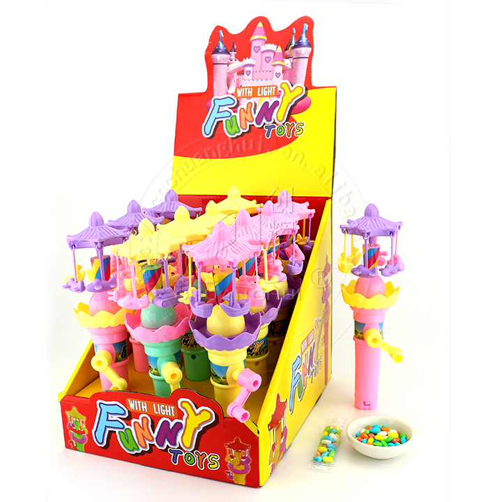 Забавная игрушка с рукояткой whirligig, маленькая карусель, светящаяся игрушка, конфеты