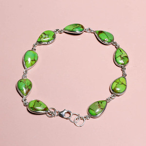 Bracelet de pierres précieuses en argent sterling 925, bijoux de bracelet de turquoise en cuivre bleu naturel, bijoux de pierres précieuses en argent de fabricant - Product Image 3
