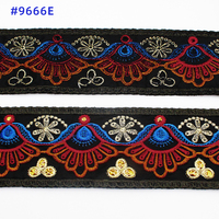 Ruban de broderie indien à coudre vintage Garniture en dentelle jacquard polyester à paillettes de luxe