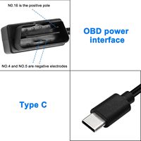 Câble d'alimentation OBD pour chargeur de caméra de tableau de bord Câble OBD2 vers USB Mode Surveillance/Acc 24 heures avec bouton de commutation Adaptateur secteur OBD2