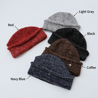 Bonnet en laine tricoté personnalisé avec logo, style slouchy, unisexe, chaud, à revers, en maille mélangée