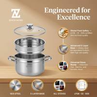 Hochwertiger SUS304 Edelstahl 22cm Suppen-Dampfgartopf 4L Volumen Professioneller 2-Schicht-Boden für Internationale Märkte