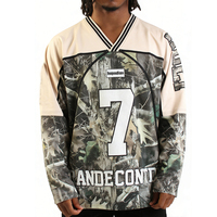 T-shirt personnalisé à séchage rapide, col en V, impression numérique, polyester, color block, maille crème, coupe oversize, maillot de football camouflage
