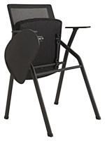 Chaise de formation moderne pliable et empilable en maille avec tableau d'écriture, chaise de bureau ergonomique pour visiteurs, accoudoirs fixes, cadre métallique, pour personnel