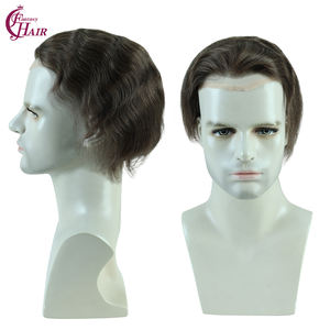 เอฟเอช # ท็อปเปอร์ผมแท้สำหรับผู้ชาย 6 ชิ้น แบบ Pu+lace+mono ทรงลอนธรรมชาติ ขนาด 8x10 นิ้ว ระบบเปลี่ยนผมหยิก - Product Image 1