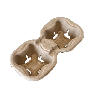 Porte-gobelets et gobelets en <span class=keywords><strong>pulpe</strong></span> biodégradables jetables, supports de gobelets simples et doubles pour thé à bulles, café à emporter, vaisselle - Product Image 5