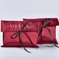 Sac pochette enveloppe en satin de soie avec cordon de serrage à rabat sacs à cheveux en satin pour pochette d'emballage avec logo personnalisé