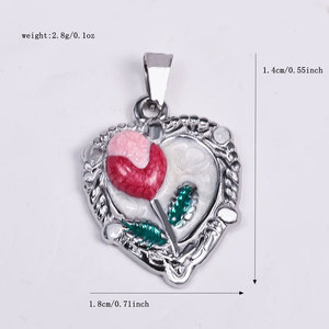 14k 18k Gold Plated 316L Stainless Steel Jewelry Enamel <b>Charm</b> With Flower And Heart <b>Charms</b> for Bracelet Necklace Jewelry Making - Product Image 3