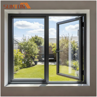 Fenêtre à battant en aluminium à double vitrage pour maison et appartement, avec double vitrage trempé et moustiquaire