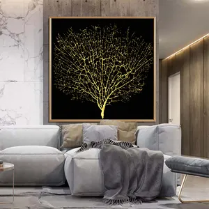 Astratto Nordic Golden Tree of Life Canvas Painting Modern Minimalist 3D Texture Wall Art Poster Print Tree Picture Office Decor
